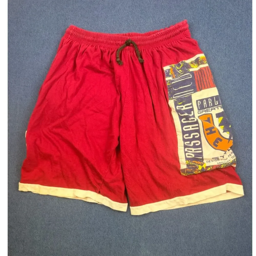 Vintage 90s Passage Sportswear XL Red Graphic Baggy Basketball Shorts